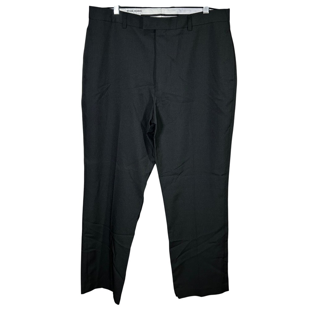 Michael Brandon Mens Black Dress Pants Pleated Flat‎ Front 38x32